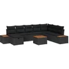 Image de vidaXL - Tuinbank - Set - met - kussen - 9 - pcs - Zwart - poly - rattan