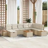 Image de vidaXL - Tuinbank - Set - met - kussen - 9 - pcs - Beige - poly - rattan