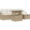 Image de vidaXL - Tuinbank - Set - met - kussen - met - opslag - 6 - pcs - Beige - Poly - rattan