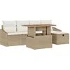 Image de vidaXL - Tuinbank - Set - met - kussen - met - opslag - 6 - pcs - Beige - poly - rattan