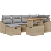 Image de vidaXL - Tuinbank - Set - 7 - st - Beige - poly - rattan