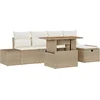 Image de vidaXL - Tuinbank - Set - met - kussen - met - opslag - 6 - pcs - Beige - poly - rattan
