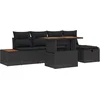 Image de vidaXL - Tuinbank - Set - met - kussen - met - opslag - 6 - pcs - Zwart - poly - rattan