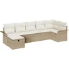 Image de vidaXL - Tuinbank - Set - met - kussen - met - opslag - 7 - pcs - Beige - Poly - rattan
