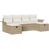 Image de vidaXL - Tuinbank - Set - met - kussen - met - opslag - 6 - pcs - Beige - Poly - rattan