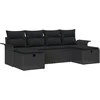 Image de vidaXL - Tuinbank - Set - met - kussen - met - opslag - 6 - pcs - Zwart - Poly - rattan