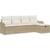 Image de vidaXL - Tuinbank - Set - met - kussen - met - opslag - 5 - pcs - Beige - Poly - rattan