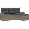 Image de vidaXL - Tuinbank - Set - met - kussen - met - opslag - 4 - pcs - Grijs - Poly - rattan
