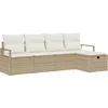 Image de vidaXL - Tuinbank - Set - met - kussen - met - opslag - 5 - pcs - Beige - Poly - rattan