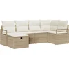 Image de vidaXL - Tuinbank - Set - met - kussen - met - opslag - 6 - pcs - Beige - Poly - rattan