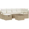 Image de vidaXL - Tuinbank - Set - met - kussen - met - opslag - 7 - pcs - Beige - Poly - rattan