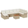 Image de vidaXL - Tuinbank - Set - met - kussen - met - opslag - 9 - pcs - Beige - Poly - rattan