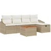 Image de vidaXL - Tuinbank - Set - met - kussen - met - opslag - 6 - pcs - Beige - Poly - rattan