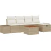 Image de vidaXL - Tuinbank - Set - met - kussen - met - opslag - 6 - pcs - Beige - Poly - rattan