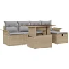 Image de vidaXL - Tuinbank - Set - met - kussen - met - opslag - 6 - pcs - Beige - Poly - rattan