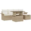 Image de vidaXL - Tuinbank - Set - met - kussen - met - opslag - 6 - pcs - Beige - Poly - rattan
