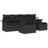 Image de vidaXL - Tuinbank - Set - met - kussen - met - opslag - 6 - pcs - Zwart - Poly - rattan