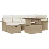 Image de vidaXL - Tuinbank - Set - met - kussen - met - opslag - 7 - pcs - Beige - Poly - rattan