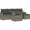 Image de vidaXL - Tuinbank - Set - met - kussen - met - opslag - 6 - pcs - Grijs - Poly - rattan