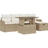 Image de vidaXL - Tuinbank - Set - met - kussen - met - opslag - 6 - pcs - Beige - Poly - rattan