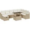 Image de vidaXL - Tuinbank - Set - met - kussen - met - opslag - 9 - pcs - Beige - Poly - rattan