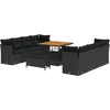 Image de vidaXL - Tuinbank - Set - 11 - pcs - Zwart - poly - rattan