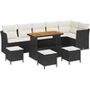 Image de vidaXL - Tuinbank - Set - 9 - pcs - Zwart - poly - rattan