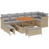 Image de vidaXL - Tuinbank - Set - 9 - pcs - Beige - poly - rattan