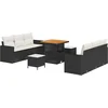Image de vidaXL - Tuinbank - Set - 9 - pcs - Zwart - poly - rattan