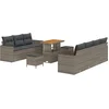 Image de vidaXL - Tuinbank - Set - met - kussen - 10 - pcs - Grijs - poly - rattan