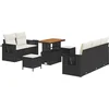 Image de vidaXL - Tuinbank - Set - met - kussen - 8 - pcs - Zwart - poly - rattan