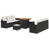Image de vidaXL - Tuinbank - Set - met - kussen - 9 - pcs - Zwart - poly - rattan