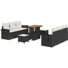 Image de vidaXL - Tuinbank - Set - met - kussen - 9 - pcs - Zwart - poly - rattan
