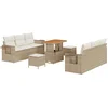 Image de vidaXL - Tuinbank - Set - met - kussen - 9 - pcs - Beige - poly - rattan