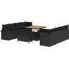 Image de vidaXL - Tuinbank - Set - met - kussen - 11 - pcs - Zwart - Poly - rattan