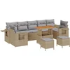 Image de vidaXL - Tuinbank - Set - met - kussen - 10 - pcs - Beige - poly - rattan
