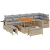 Image de vidaXL - Tuinbank - Set - 9 - pcs - Beige - poly - rattan