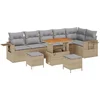 Image de vidaXL - Tuinbank - Set - 9 - pcs - Beige - poly - rattan