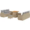 Image de vidaXL - Tuinbank - Set - met - kussen - met - opslag - 9 - pcs - Beige - poly - rattan