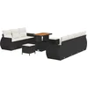 Image de vidaXL - Tuinbank - Set - met - kussen - met - opslag - 10 - pcs - Zwart - poly - rattan