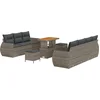 Image de vidaXL - Tuinbank - Set - met - kussen - met - opslag - 10 - pcs - Grijs - poly - rattan