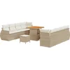Image de vidaXL - Tuinbank - Set - met - kussen - met - opslag - 11 - pcs - Beige - poly - rattan