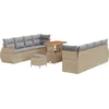 Image de vidaXL - Tuinbank - Set - met - kussen - met - opslag - 11 - pcs - Beige - poly - rattan