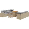 Image de vidaXL - Tuinbank - Set - met - kussen - 11 - pcs - Beige - poly - rattan