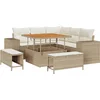 Image de vidaXL - Tuinbank - Set - met - kussen - 8 - pcs - Beige - poly - rattan