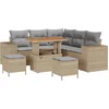 Image de vidaXL - Tuinbank - Set - met - kussen - 8 - pcs - Beige - poly - rattan