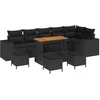 Image de vidaXL - Tuinbank - Set - met - kussen - 9 - pcs - Zwart - poly - rattan