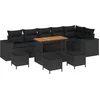 Image de vidaXL - Tuinbank - Set - met - kussen - 10 - pcs - Zwart - poly - rattan