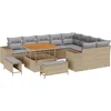 Image de vidaXL - Tuinbank - Set - met - kussen - 12 - pcs - Beige - poly - rattan