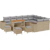 Image de vidaXL - Tuinbank - Set - met - kussen - 13 - pcs - Beige - poly - rattan
